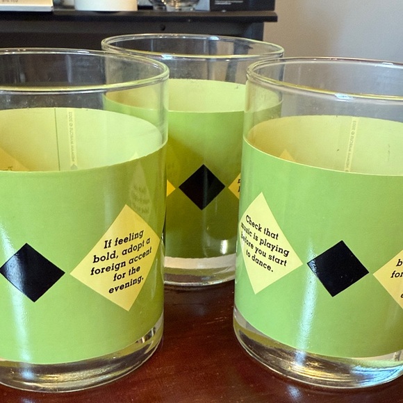 Other - MCM Green and Black Patterned Glasses Set of 3
